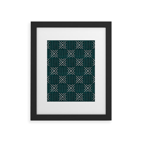 Little Arrow Design Co mud cloth tile dark teal Framed Art Print havenly