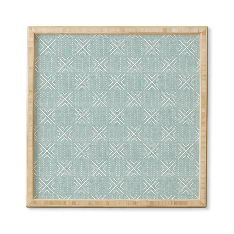 Little Arrow Design Co mud cloth tile dusty blue Framed Wall Art