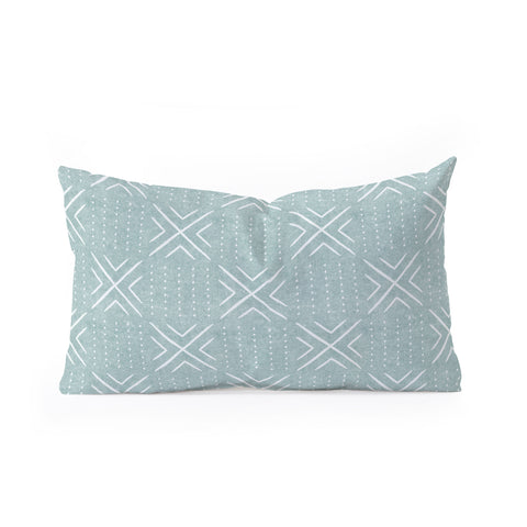 Little Arrow Design Co mud cloth tile dusty blue Oblong Throw Pillow Havenly