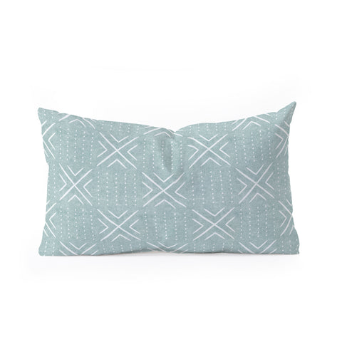 Little Arrow Design Co mud cloth tile dusty blue Oblong Throw Pillow
