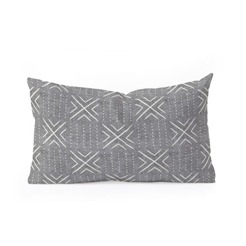 Little Arrow Design Co mud cloth tile gray Oblong Throw Pillow Havenly