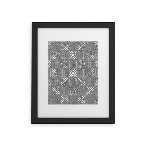 Little Arrow Design Co mud cloth tile gray Framed Art Print havenly