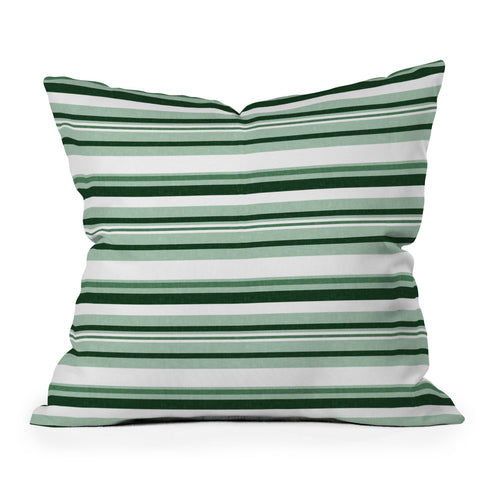 Little Arrow Design Co multi stripe seafoam green Outdoor Throw Pillow