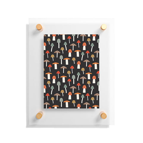 Little Arrow Design Co mushrooms on charcoal Floating Acrylic Print