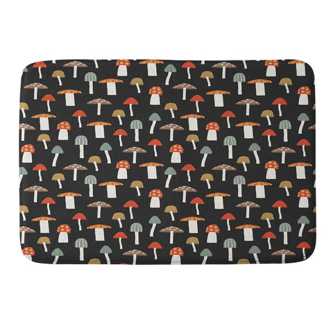 Little Arrow Design Co mushrooms on charcoal Memory Foam Bath Mat