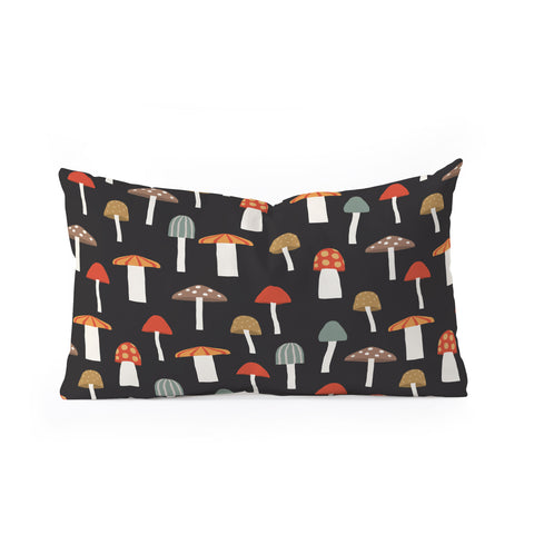 Little Arrow Design Co mushrooms on charcoal Oblong Throw Pillow