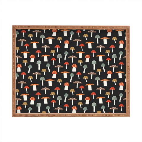 Little Arrow Design Co mushrooms on charcoal Rectangular Tray