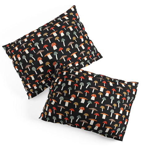 Little Arrow Design Co mushrooms on charcoal Pillow Shams