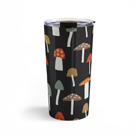 Little Arrow Design Co mushrooms on charcoal Travel Mug