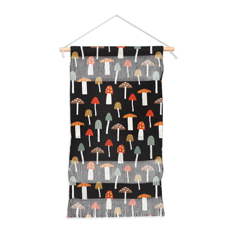 Little Arrow Design Co mushrooms on charcoal Wall Hanging Portrait