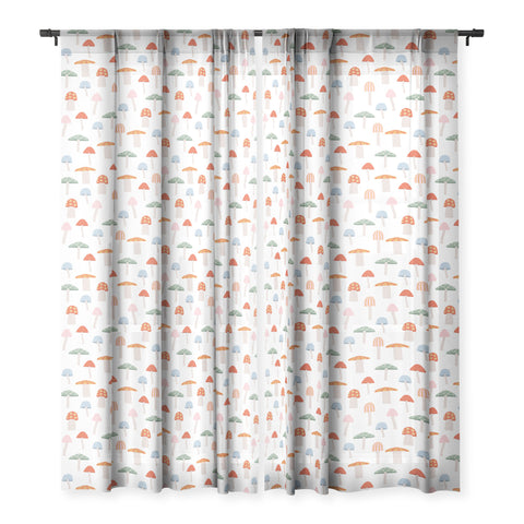Little Arrow Design Co mushrooms on white Sheer Non Repeat