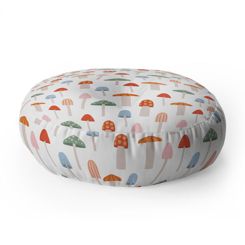 Little Arrow Design Co mushrooms on white Floor Pillow Round