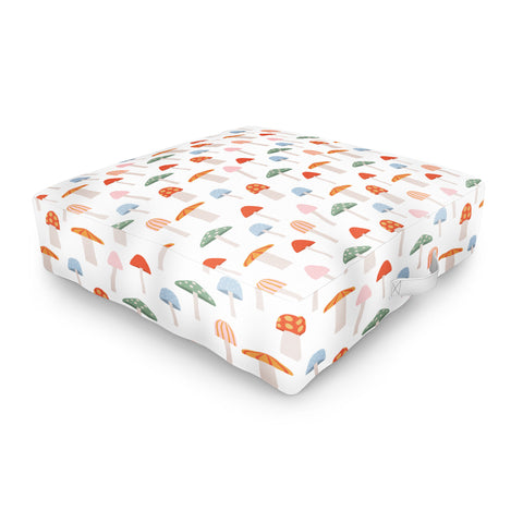 Little Arrow Design Co mushrooms on white Outdoor Floor Cushion