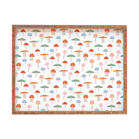 Little Arrow Design Co mushrooms on white Rectangular Tray