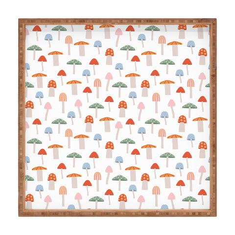 Little Arrow Design Co mushrooms on white Square Tray