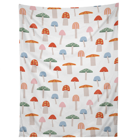 Little Arrow Design Co mushrooms on white Tapestry