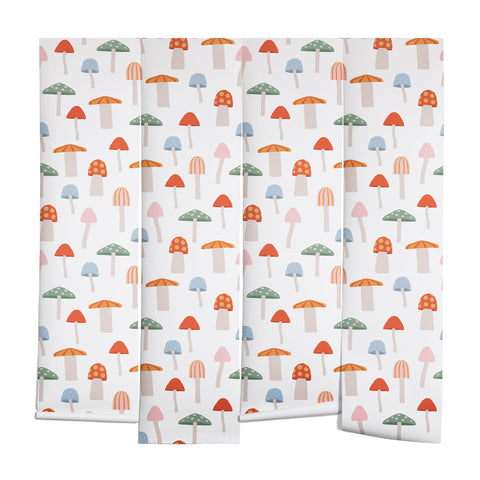 Little Arrow Design Co mushrooms on white Wall Mural