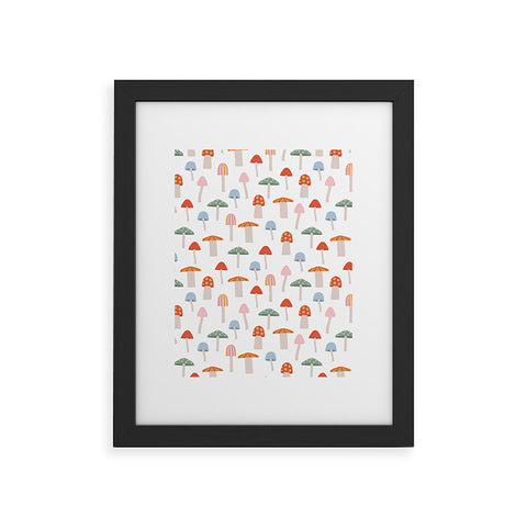 Little Arrow Design Co mushrooms on white Framed Art Print