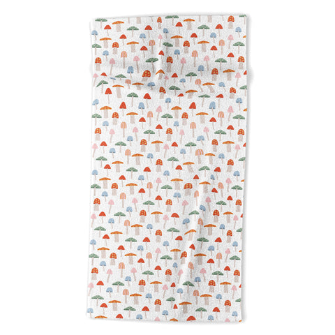 Little Arrow Design Co mushrooms on white Beach Towel