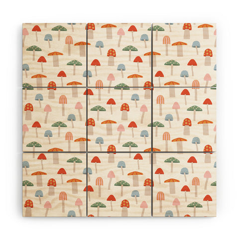 Little Arrow Design Co mushrooms on white Wood Wall Mural