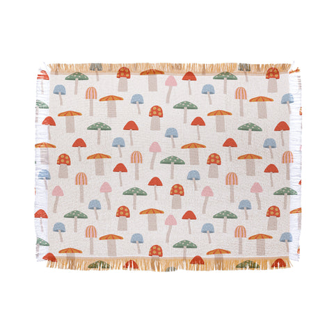 Little Arrow Design Co mushrooms on white Throw Blanket