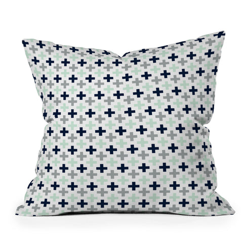 Little Arrow Design Co northern lights swiss cross Outdoor Throw Pillow