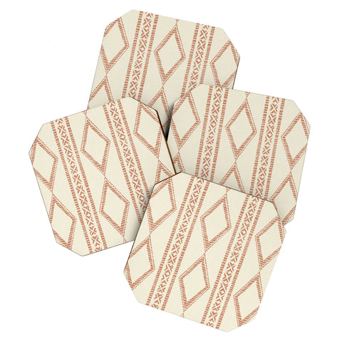 Little Arrow Design Co oceania diamond stripes ginger Coaster Set