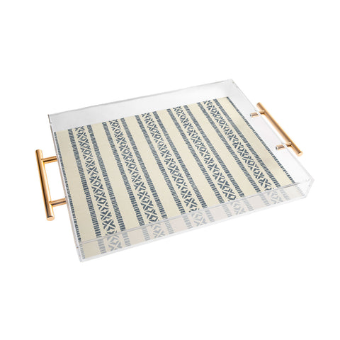 Little Arrow Design Co oceania vertical stripes navy Acrylic Tray