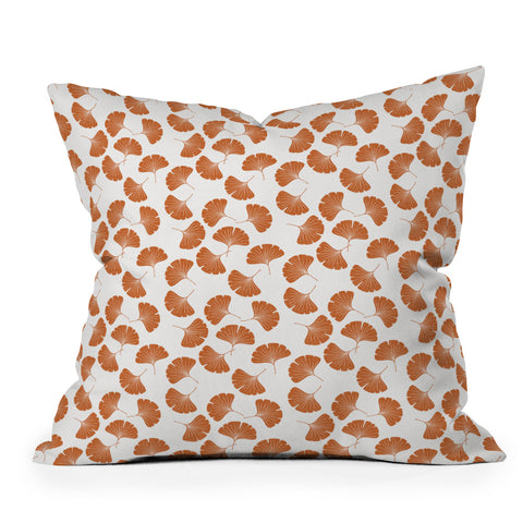 Little Arrow Design Co orange ginkgo leaves Outdoor Throw Pillow