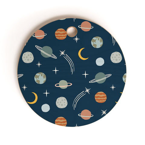 Little Arrow Design Co Planets Outer Space Cutting Board Round
