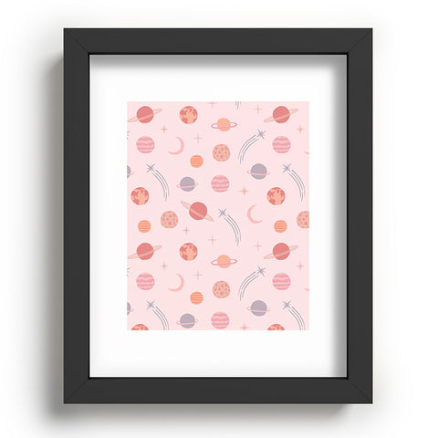 Little Arrow Design Co Planets Outer Space on pink Recessed Framing Rectangle