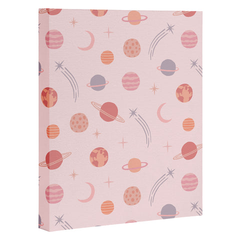 Little Arrow Design Co Planets Outer Space on pink Art Canvas