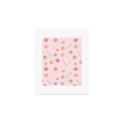 Little Arrow Design Co Planets Outer Space on pink Art Print