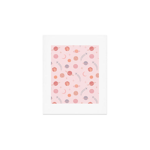 Little Arrow Design Co Planets Outer Space on pink Art Print