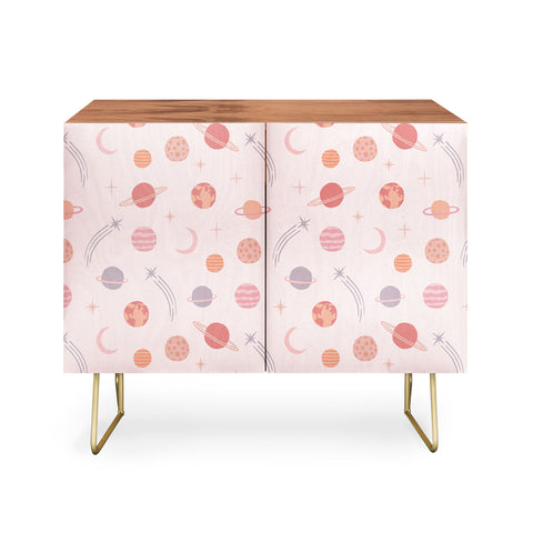 Little Arrow Design Co Planets Outer Space on pink Credenza