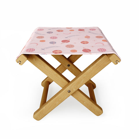 Little Arrow Design Co Planets Outer Space on pink Folding Stool