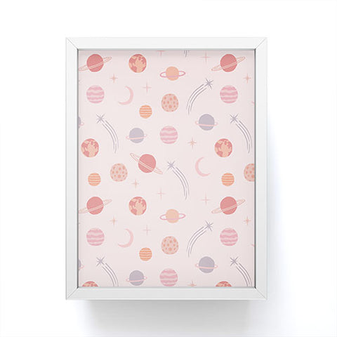 Little Arrow Design Co Planets Outer Space on pink Framed Mini Art Print
