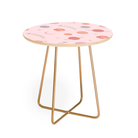 Little Arrow Design Co Planets Outer Space on pink Round Side Table