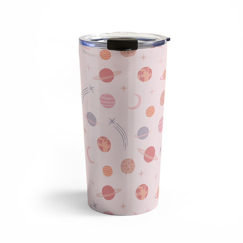 Little Arrow Design Co Planets Outer Space on pink Travel Mug