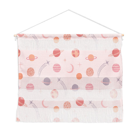 Little Arrow Design Co Planets Outer Space on pink Wall Hanging Landscape