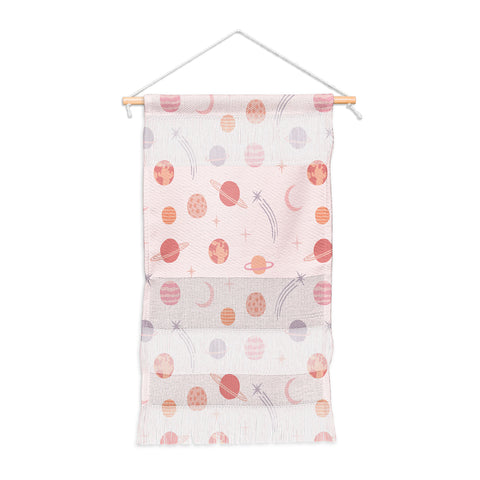 Little Arrow Design Co Planets Outer Space on pink Wall Hanging Portrait