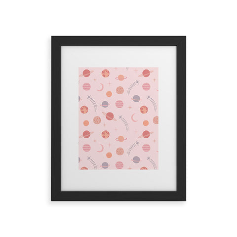Little Arrow Design Co Planets Outer Space on pink Framed Art Print