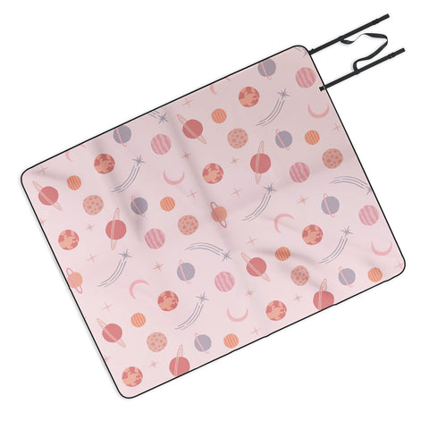 Little Arrow Design Co Planets Outer Space on pink Picnic Blanket
