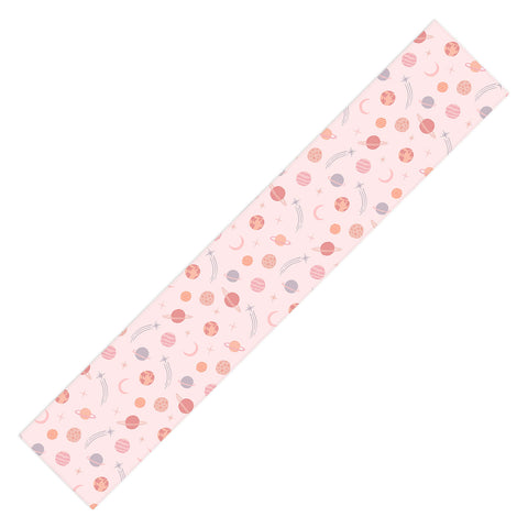 Little Arrow Design Co Planets Outer Space on pink Table Runner