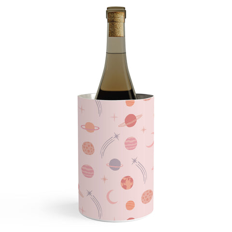 Little Arrow Design Co Planets Outer Space on pink Wine Chiller