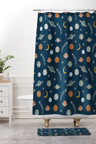 Little Arrow Design Co Planets Outer Space Shower Curtain And Mat
