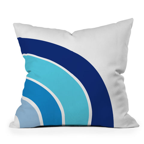 Little Arrow Design Co rainbow in blue Outdoor Throw Pillow