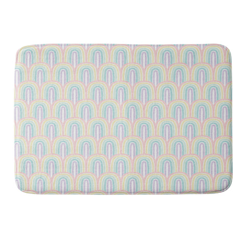 Little Arrow Design Co rainbow scallops pastel Memory Foam Bath Mat