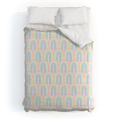 Little Arrow Design Co rainbow scallops pastel Duvet Cover