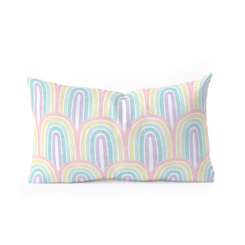 Little Arrow Design Co rainbow scallops pastel Oblong Throw Pillow